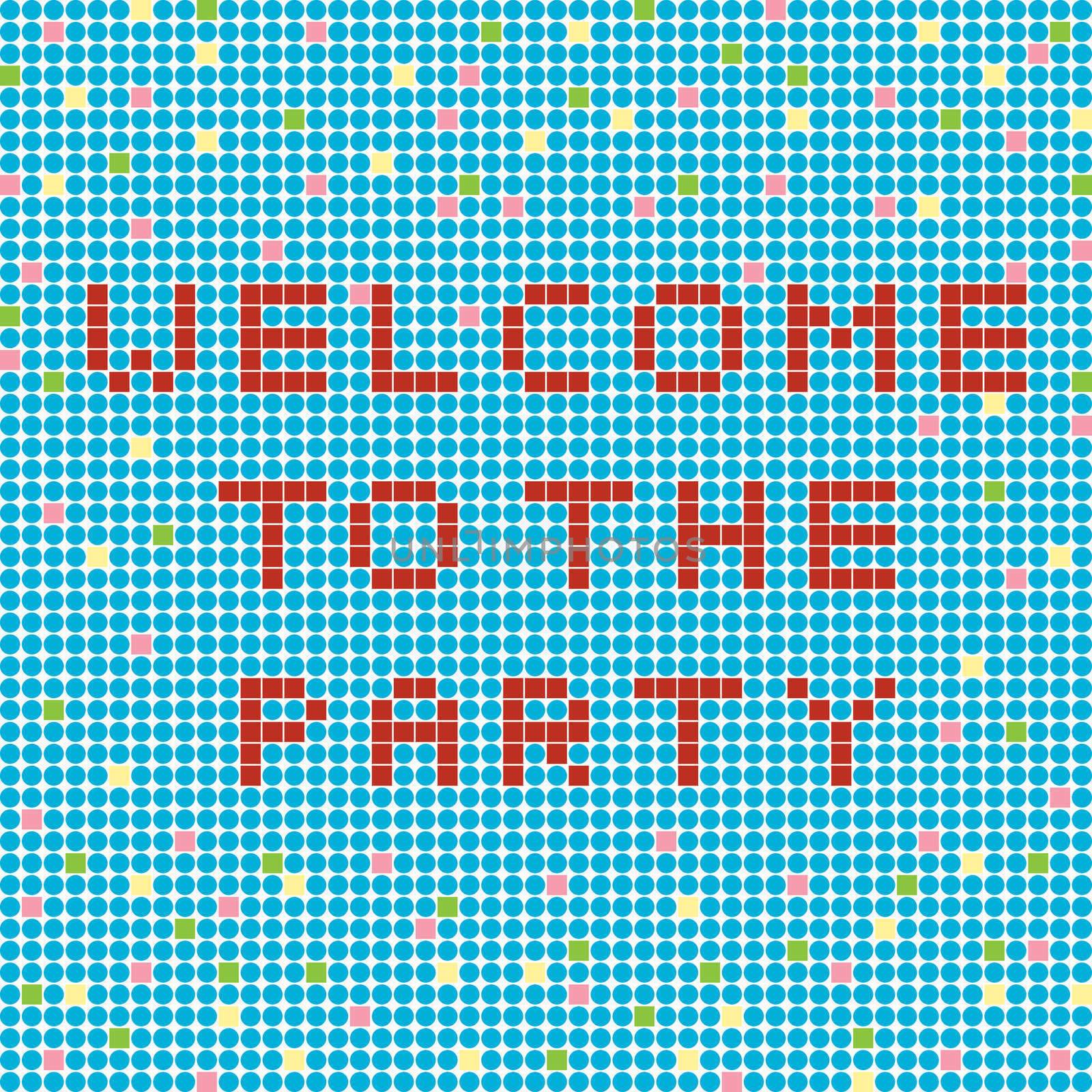 Welcome to the party, pixel banner, illustration of a scoreboard composition with text and confetti