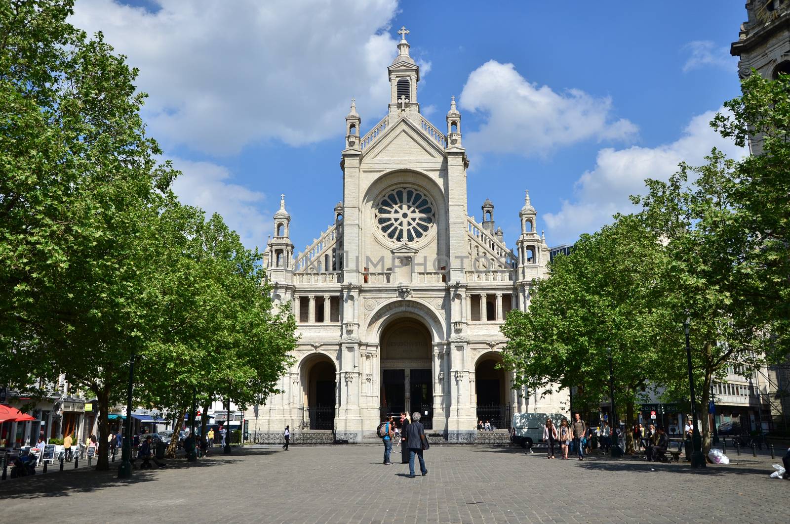 Brussels, Belgium - May 12, 2015: Peoples visit saint catherine church by siraanamwong