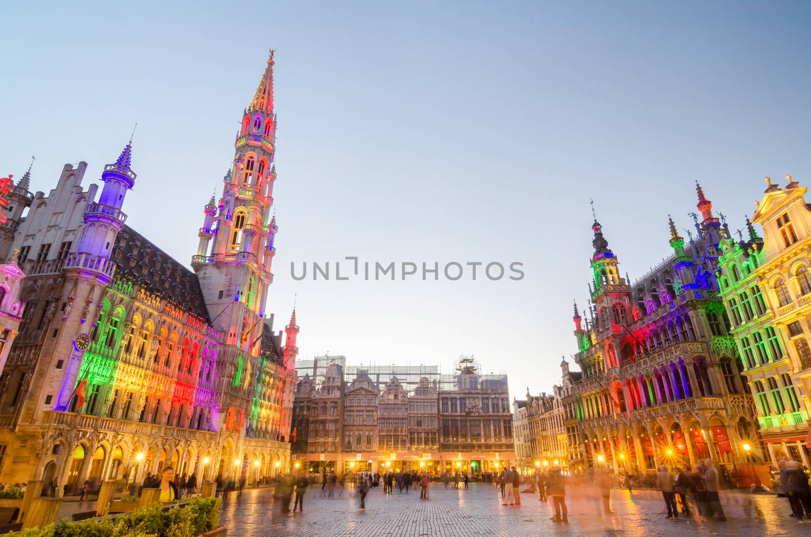 Brussels, Belgium - May 13, 2015: Tourists visiting famous Grand Place the central square of Brussels by siraanamwong