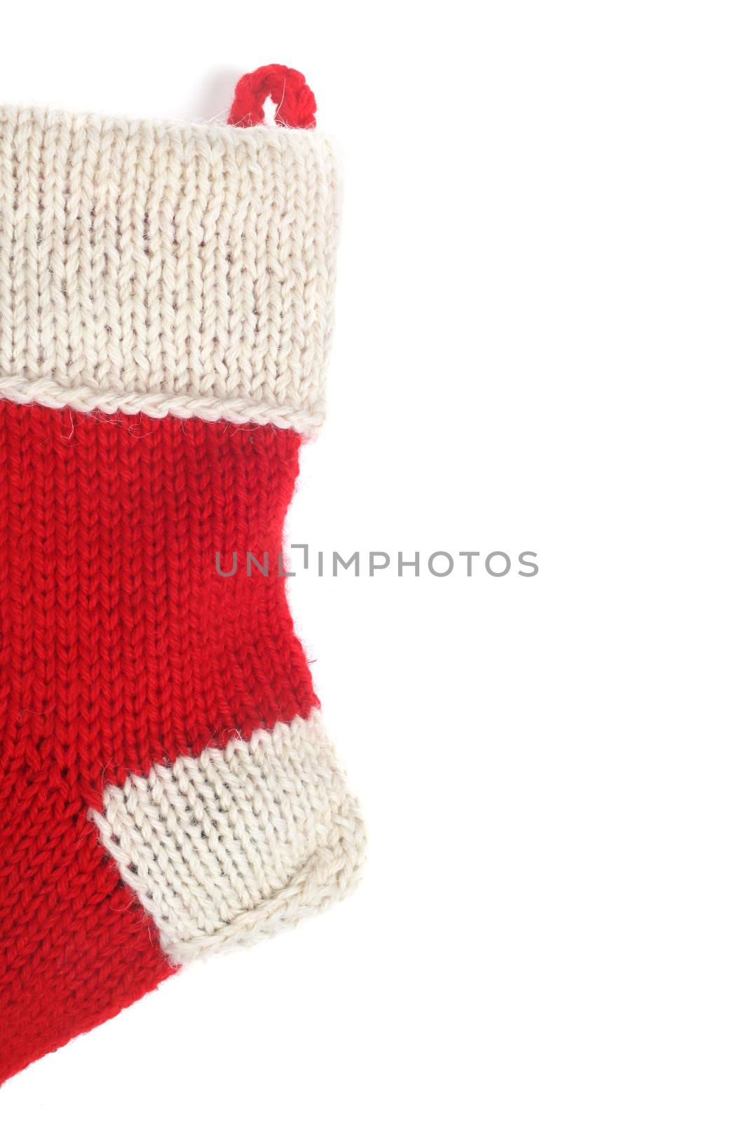 Red Christmas sock isolated on white background