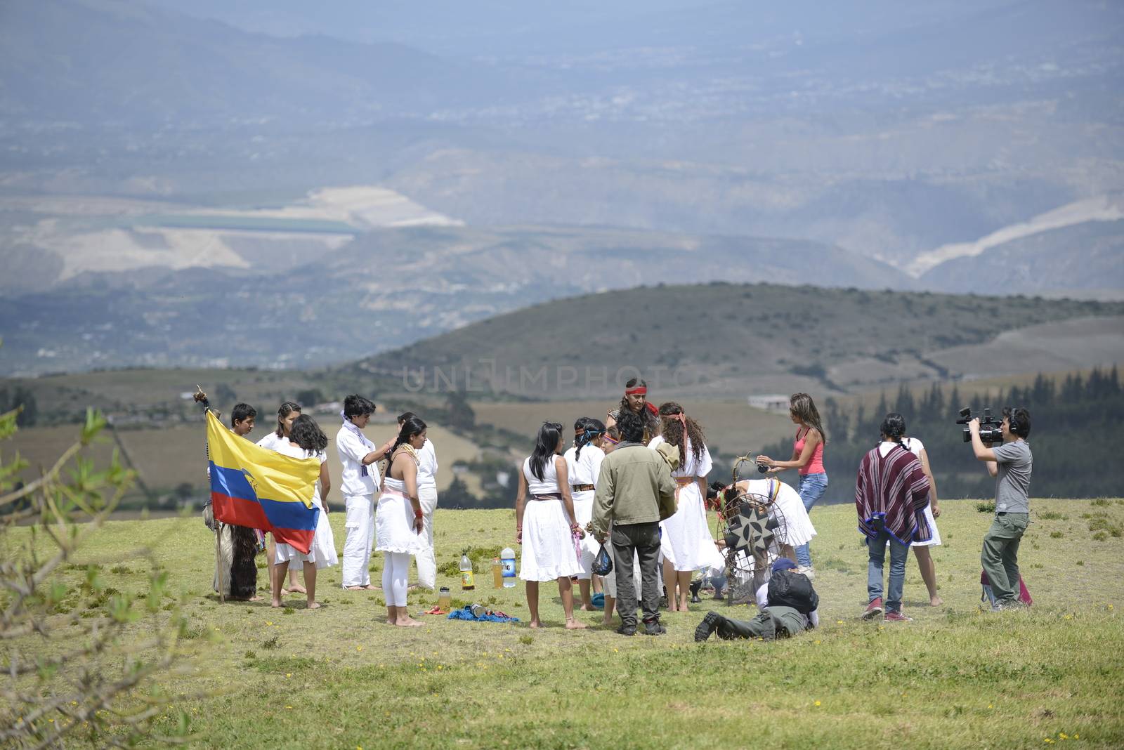 Archeological park Cochasqui, Ecuador, - June21, 2013.
The celebration of the summer solstice holiday, called Inti Raimy is held every end of the June (21-22) in the countries of Latin America like Peru and Ecuador.