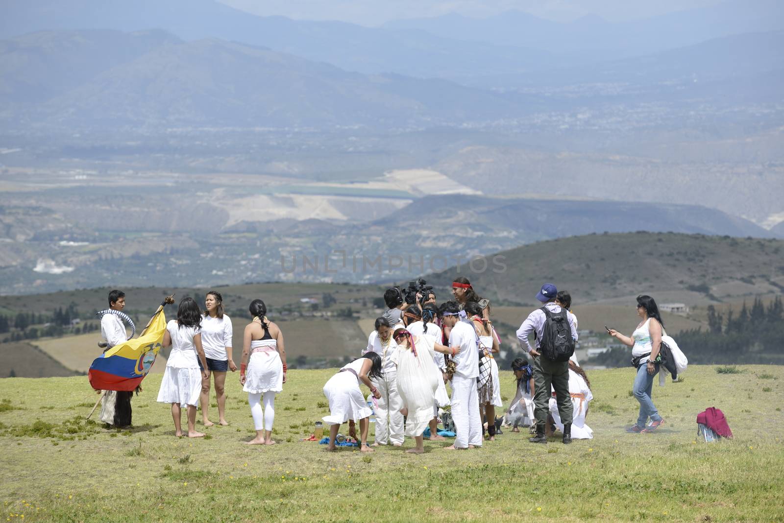 Archeological park Cochasqui, Ecuador, - June21, 2013.
The celebration of the summer solstice holiday, called Inti Raimy is held every end of the June (21-22) in the countries of Latin America like Peru and Ecuador.