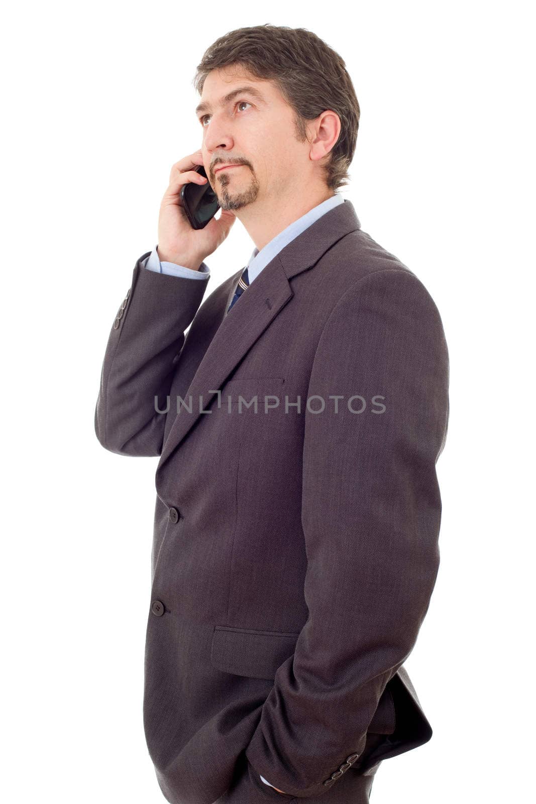 young business man on the phone, isolated