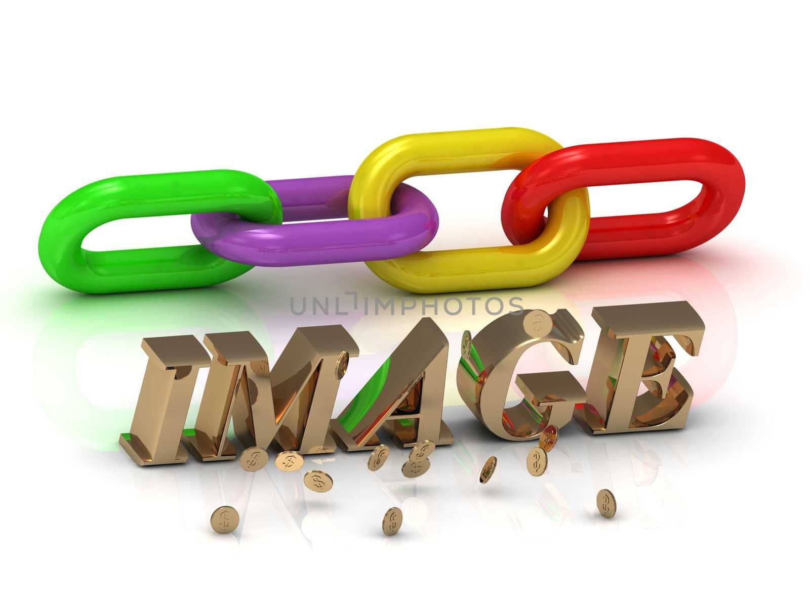 IMAGE- inscription of bright letters and color chain on white background