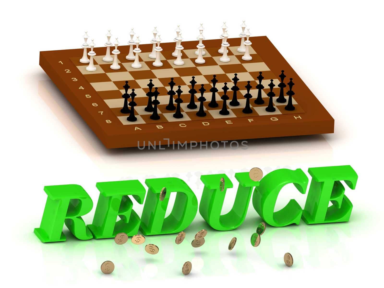 REDUCE- inscription of green letters and chess on by GreenMost