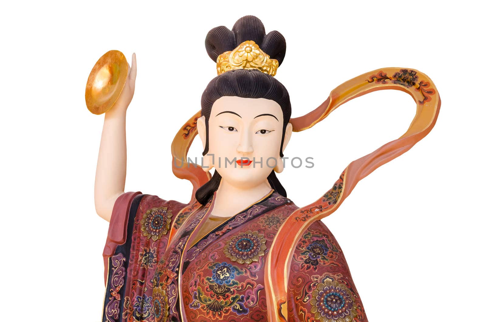 Chinese God on white background in chinese Tample , Thailand. Clipping path.