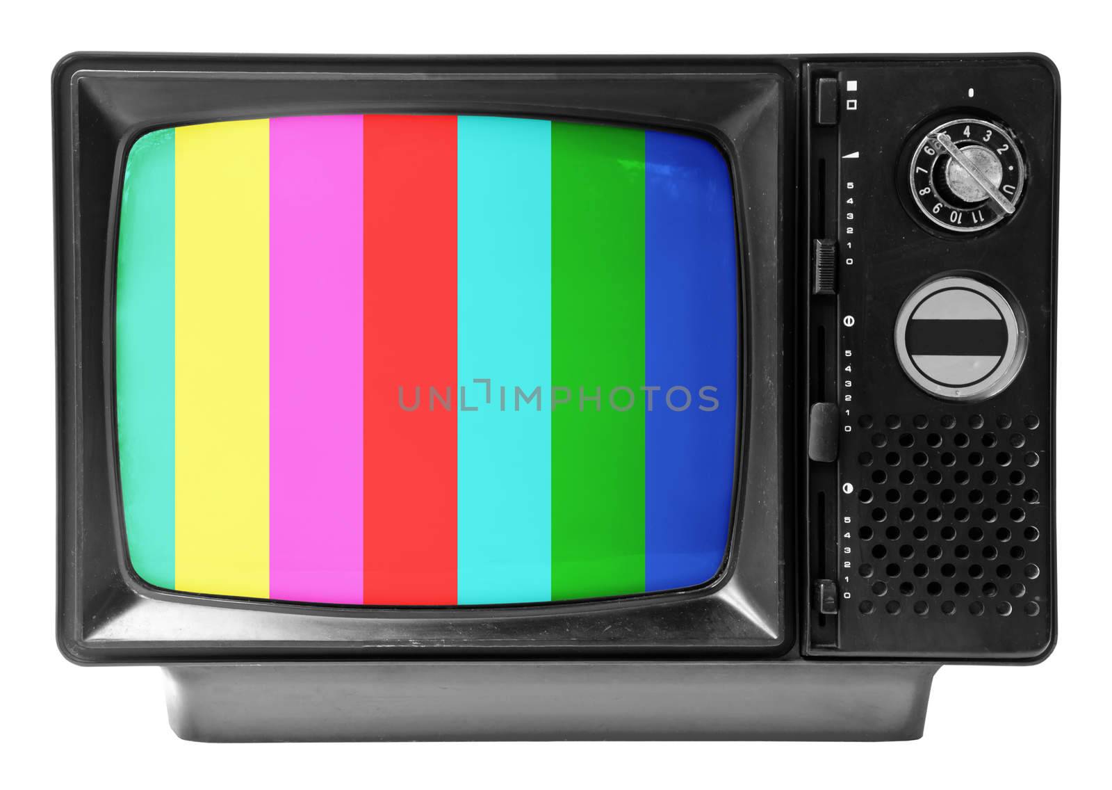 vintage television isolated on the white background, clipping path