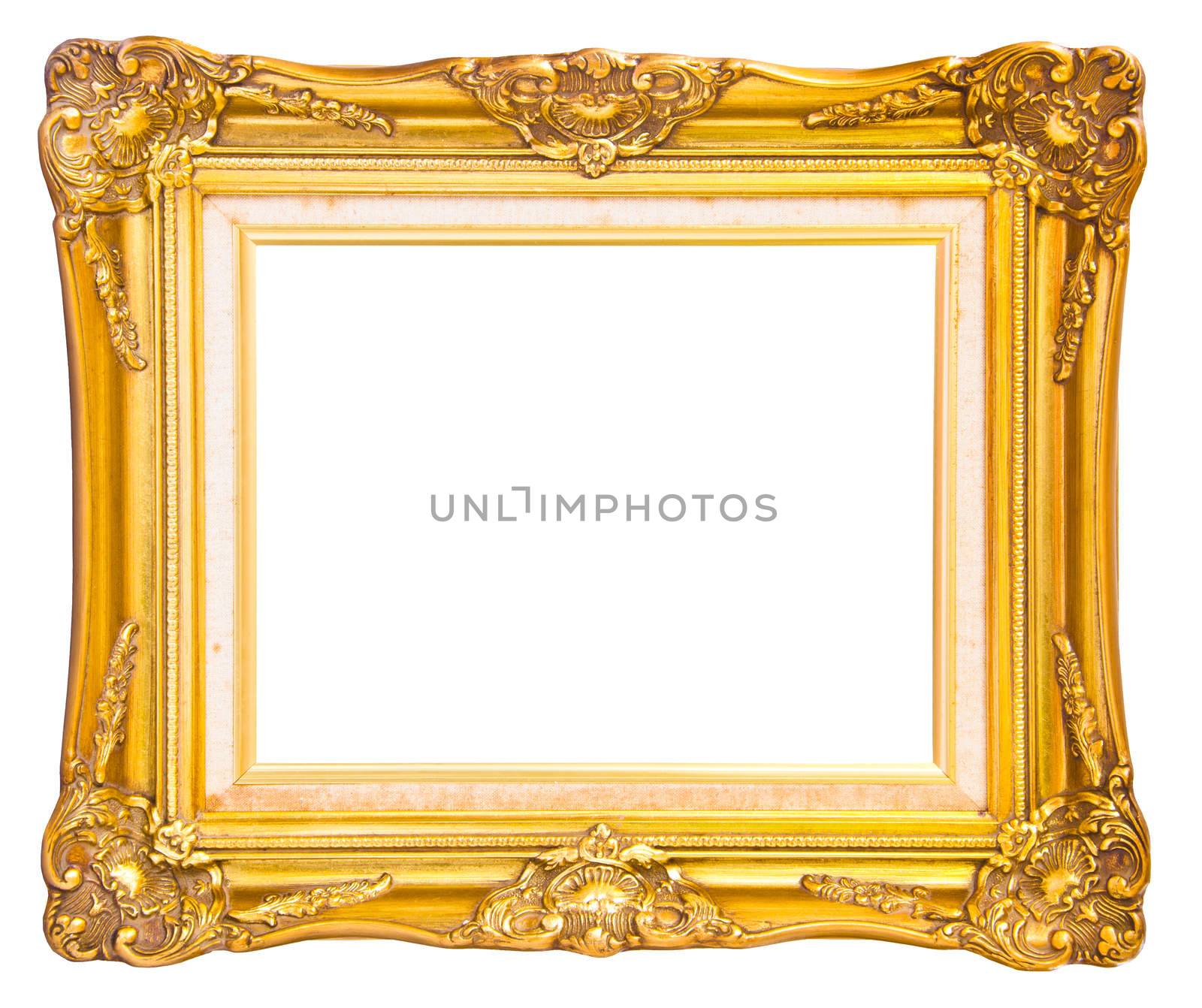 antique gold frame isolated on white background, clipping path