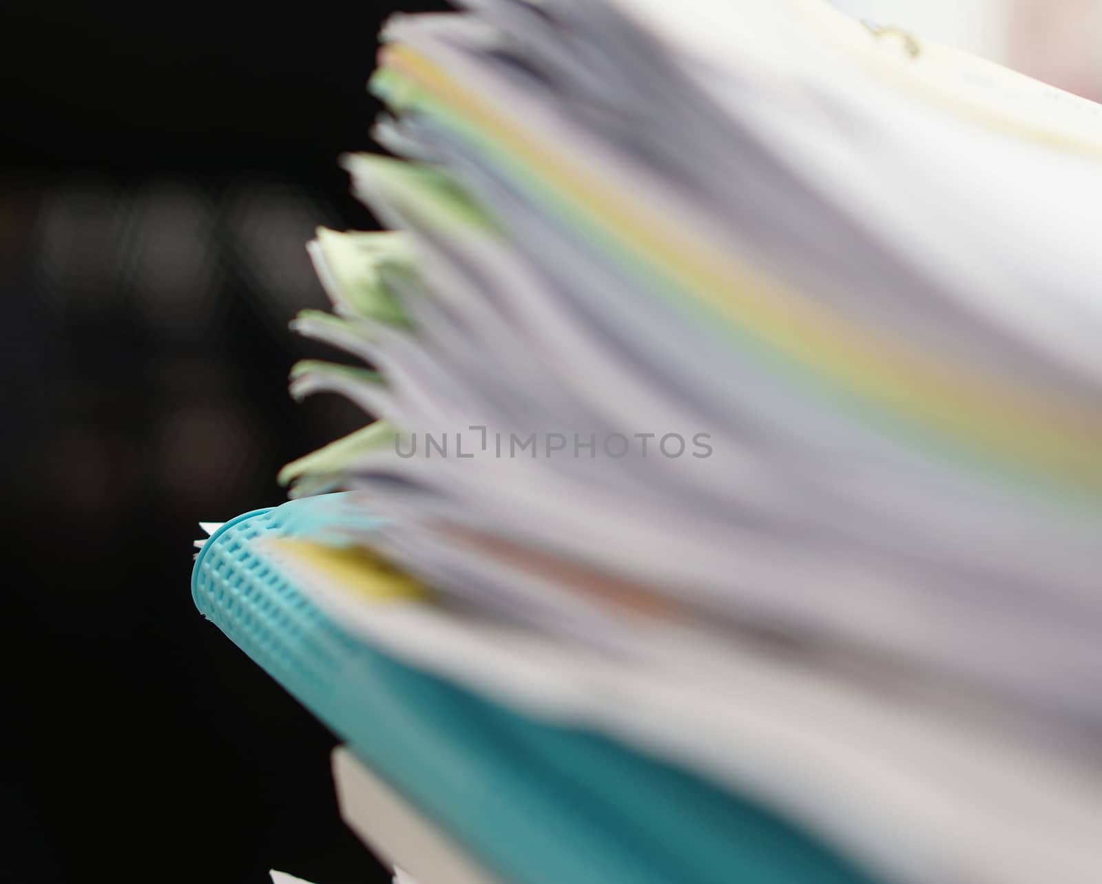 Blur of file of documents and blue file by ninun