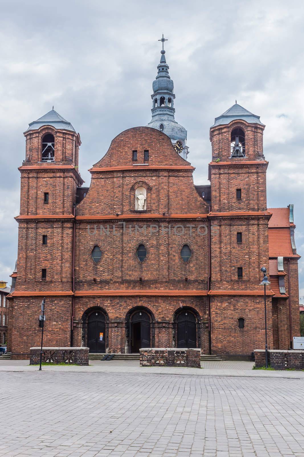 St. Anne's Parish Church in Nikiszowiec, one of the districts of Katowice, Silesia region, Poland. The place is historic coal miners' settlement built between 1908-1918.