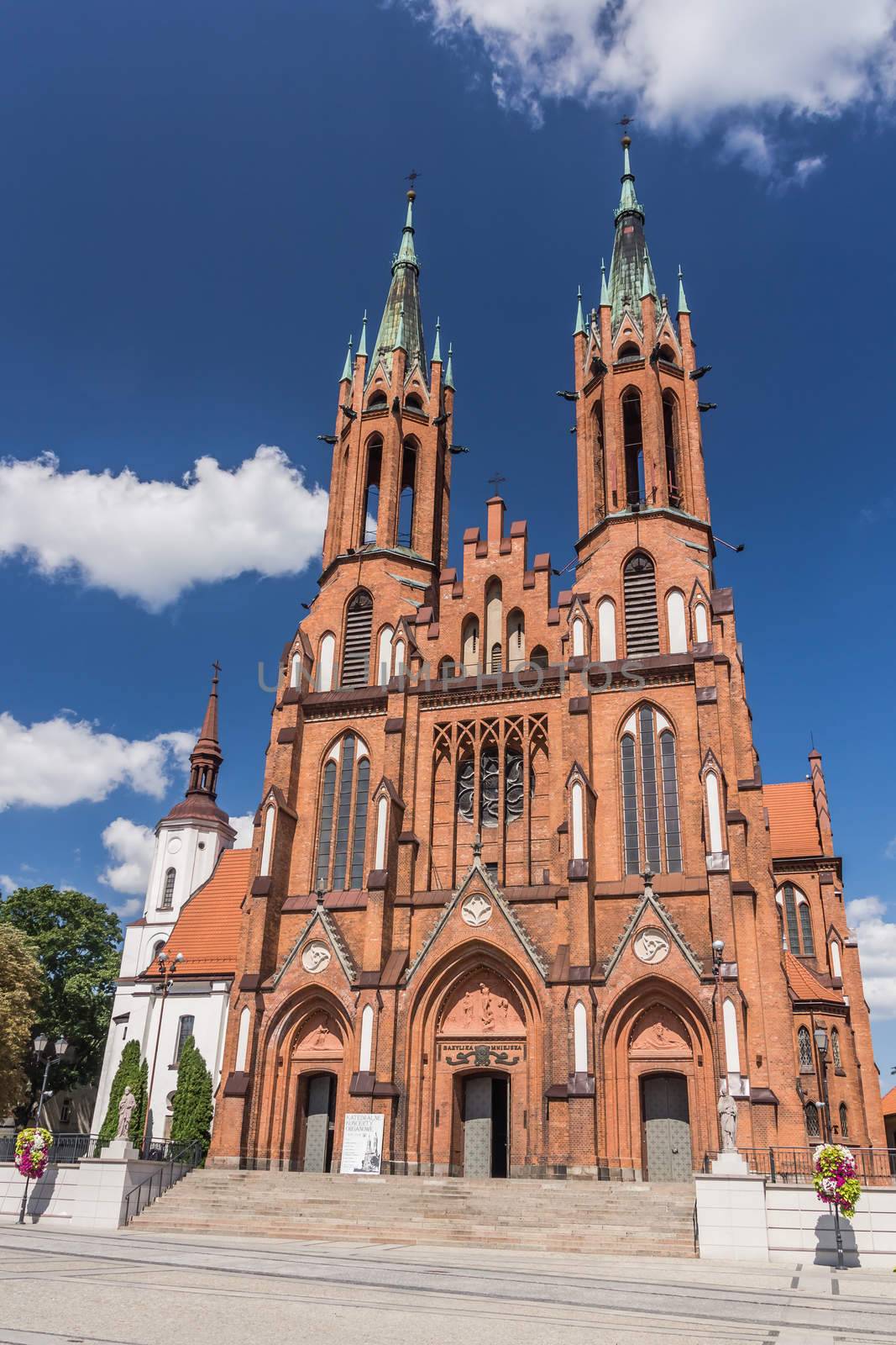 Cathedral Basilica of the Assumption of the Blessed Virgin Mary in Bialystok, Poland. Church consists of two structures - old church in late Renaissance style and new church in Neo-Gothic style.