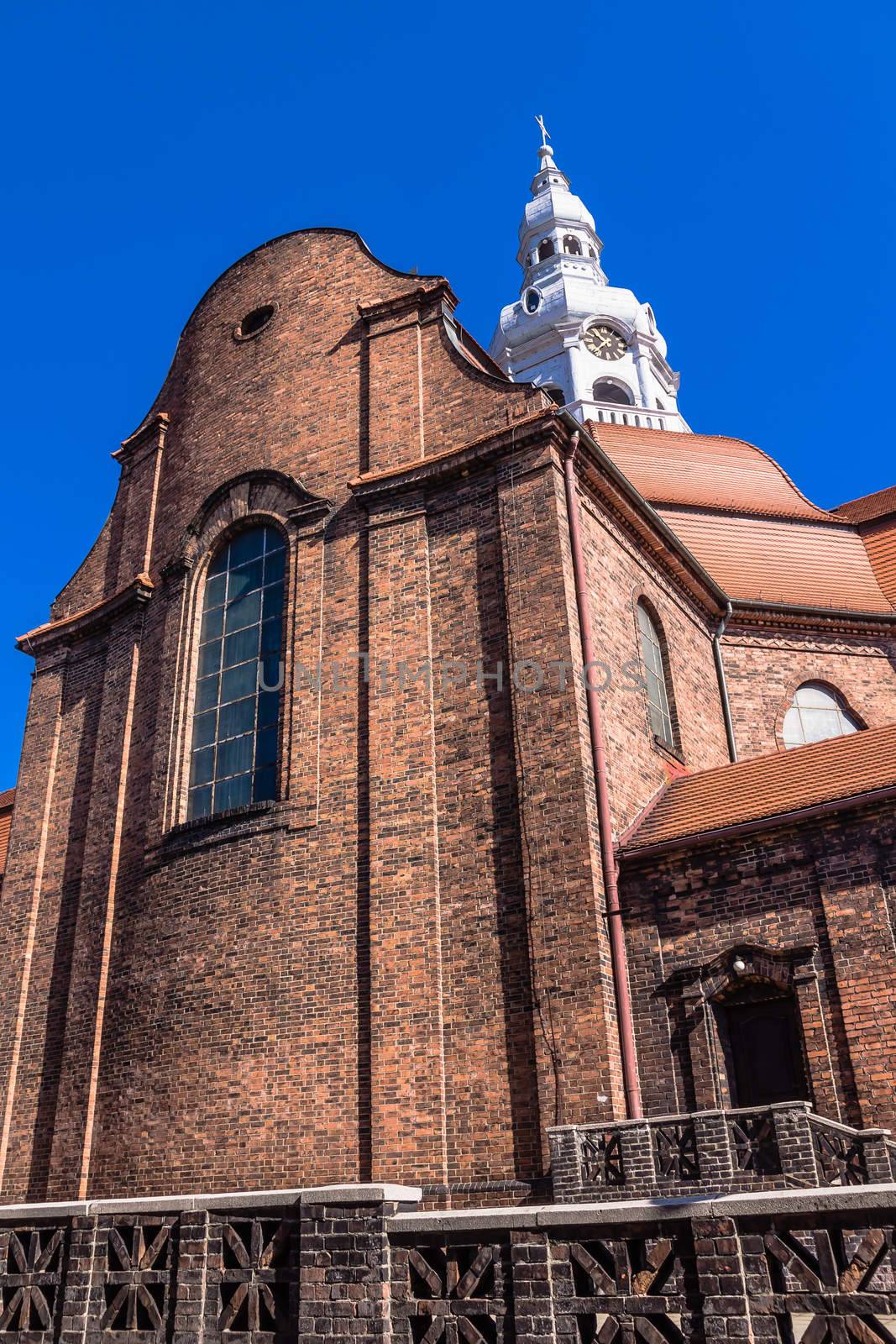 St. Anne's Parish Church in Nikiszowiec, one of the districts of Katowice, Silesia region Poland. The place is historic coal miners' settlement built between 1908–1918.