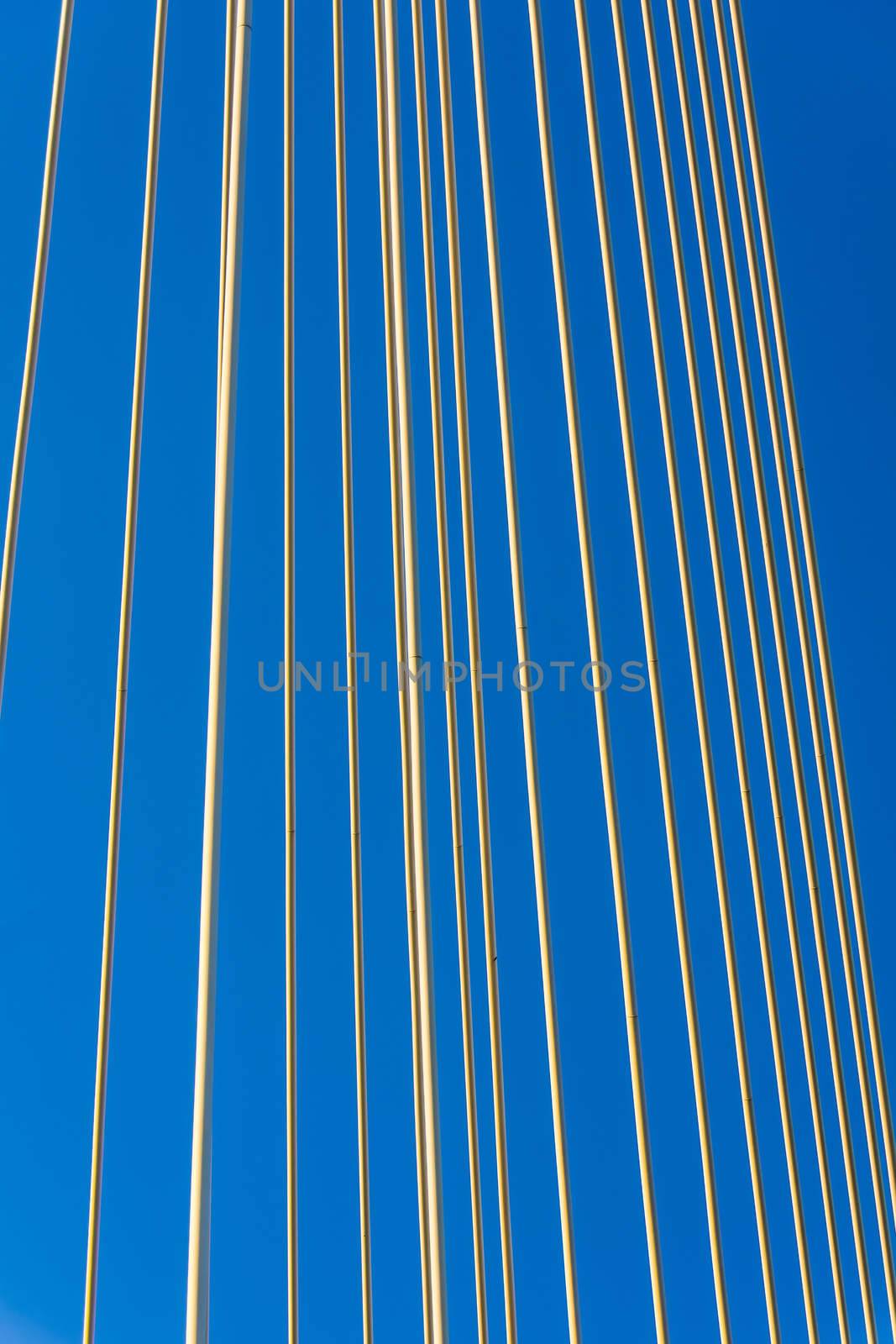 Closeup of cable-stayed bridge