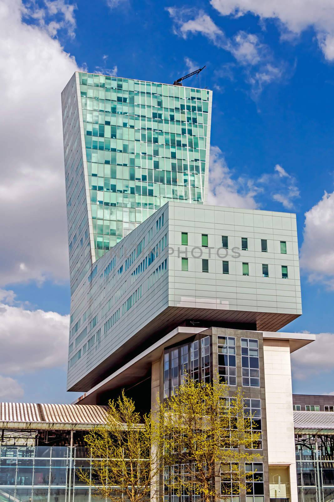 Remarkable building of Lille Europe railway station in Lille, France. Station is mostly used to handle high-speed Eurostar and TGV trains although local traffic is also served.