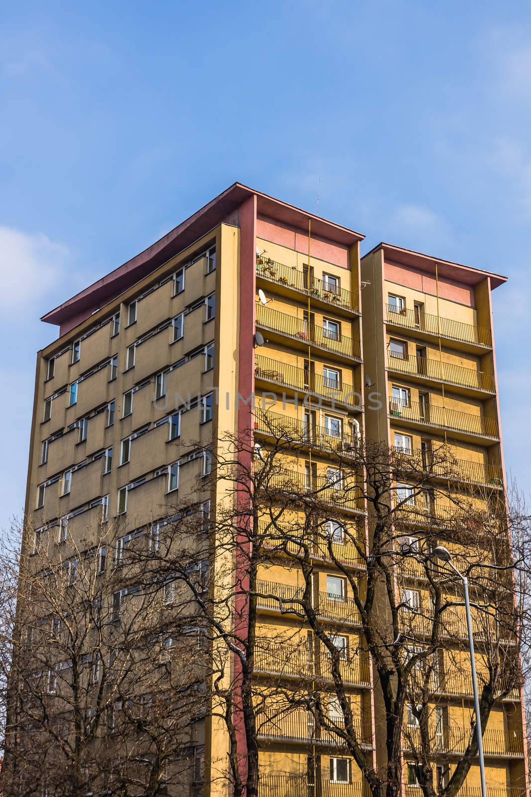 Ordinary residential block in Katowice, Silesia region, Poland.