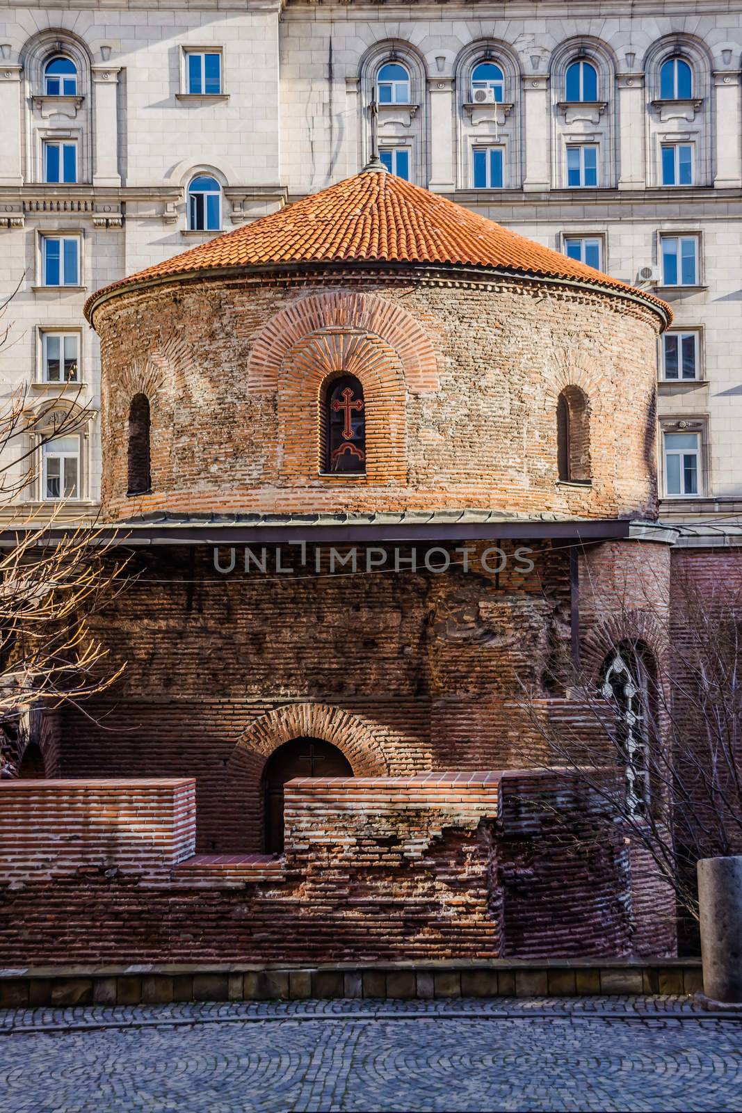 The Church of St George in Sofia. Built by the Romans in the 4th century red brick rotunda is the oldest building in the city