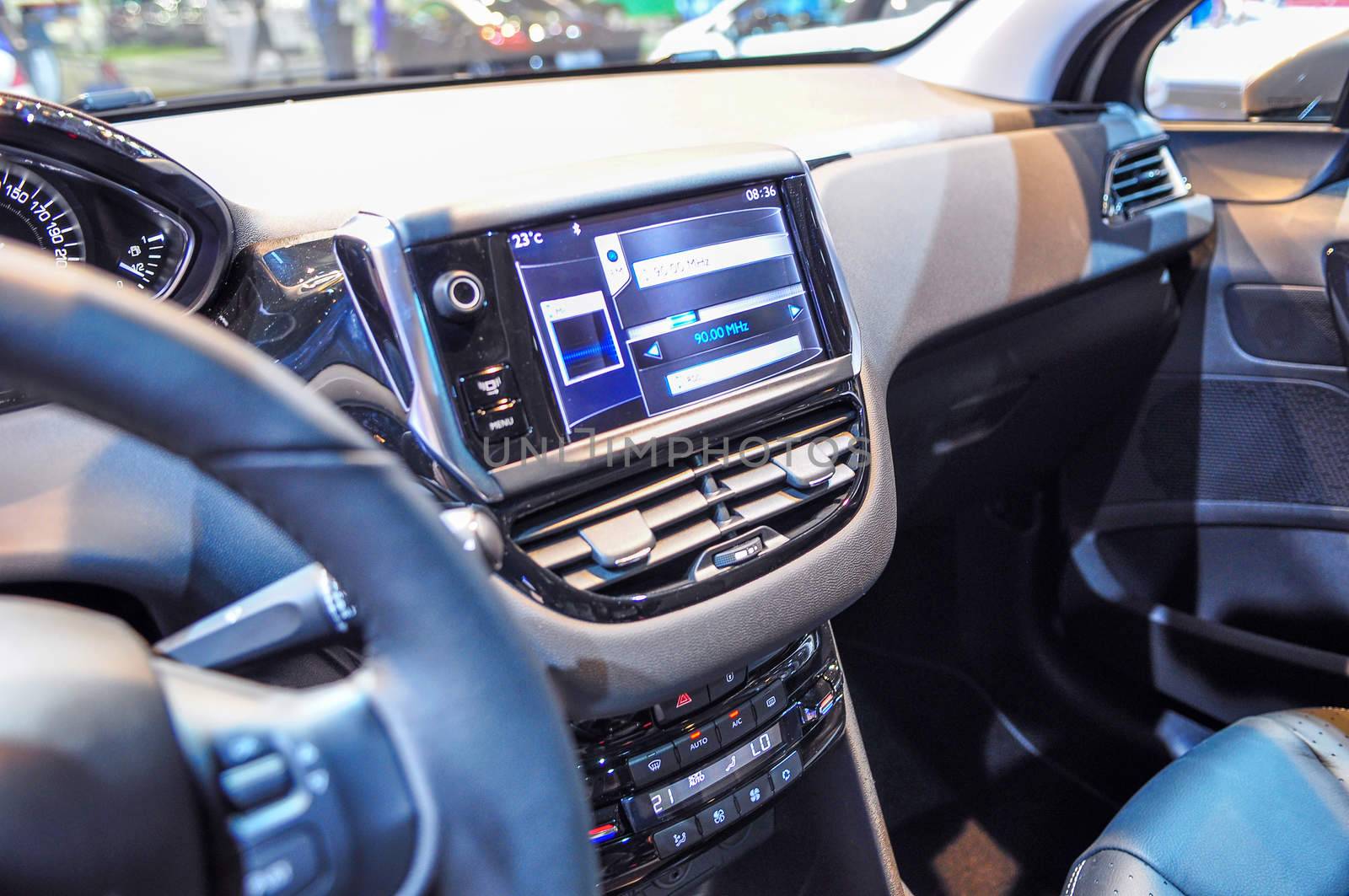 futuristic dashboard in new model of car