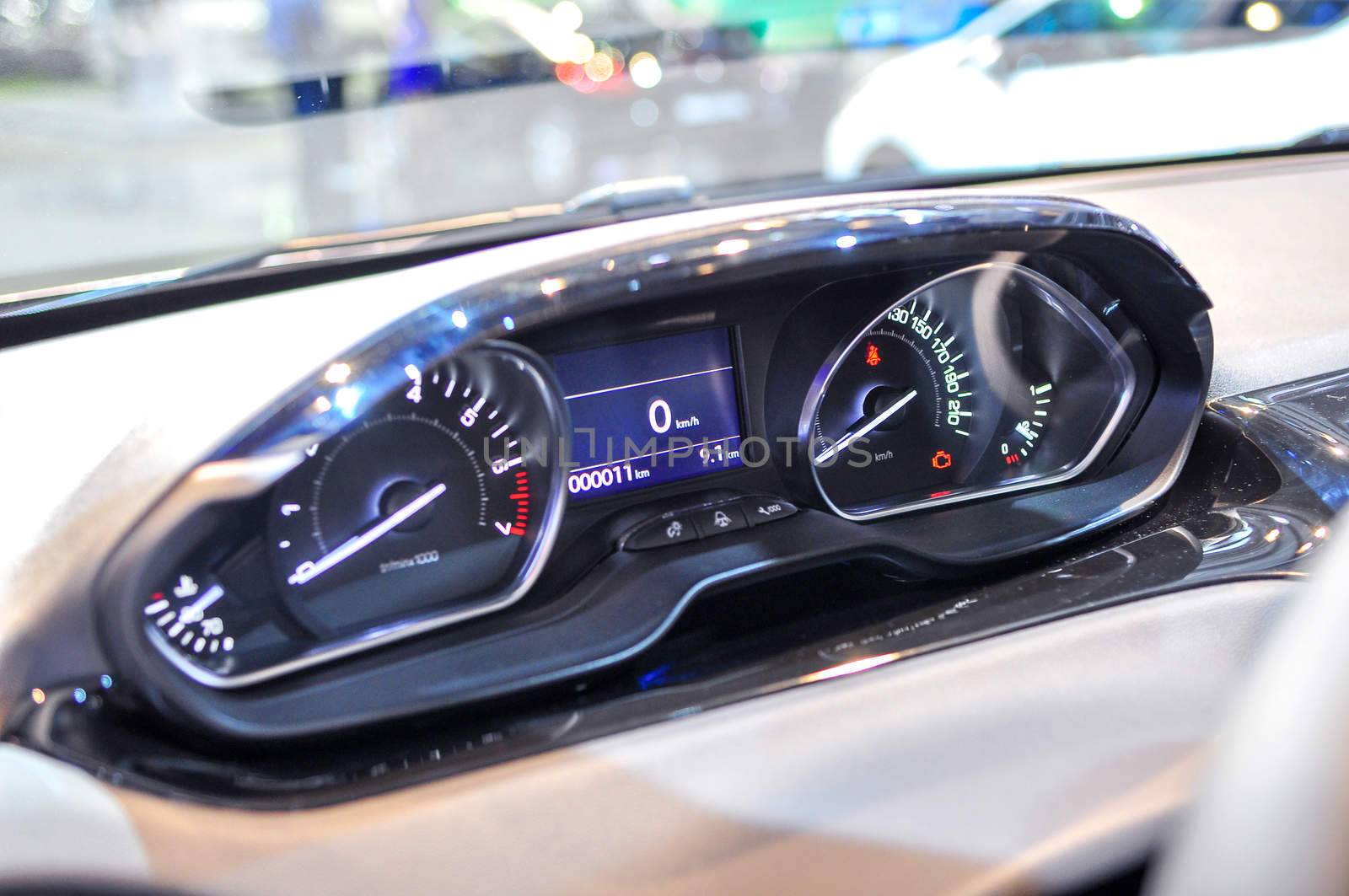 futuristic dashboard in new model of car