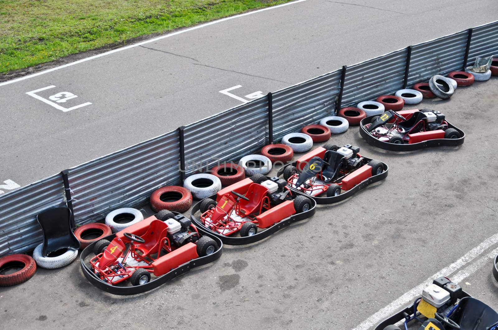 Racing karts in the parc fermé