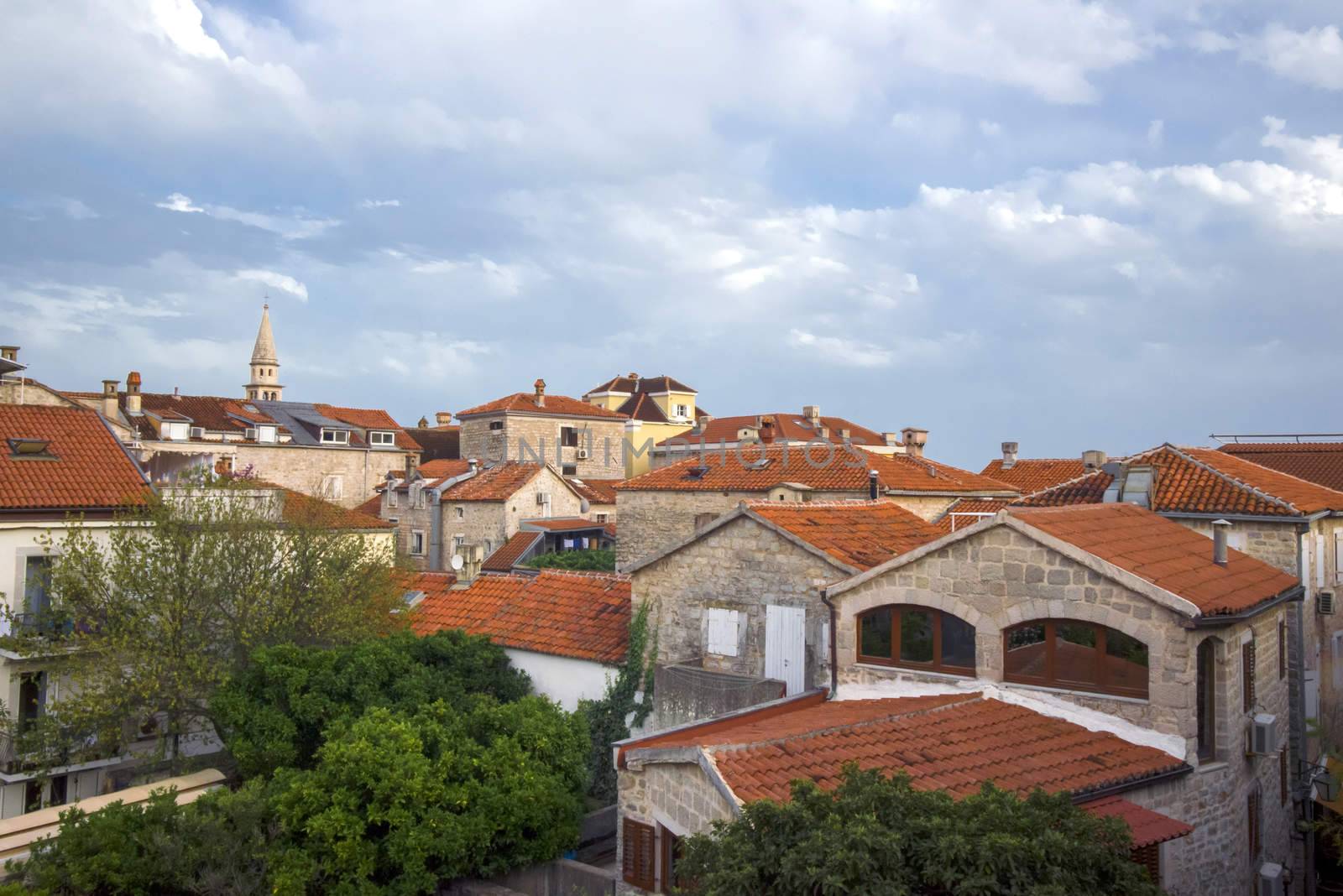 the old town with the residential development