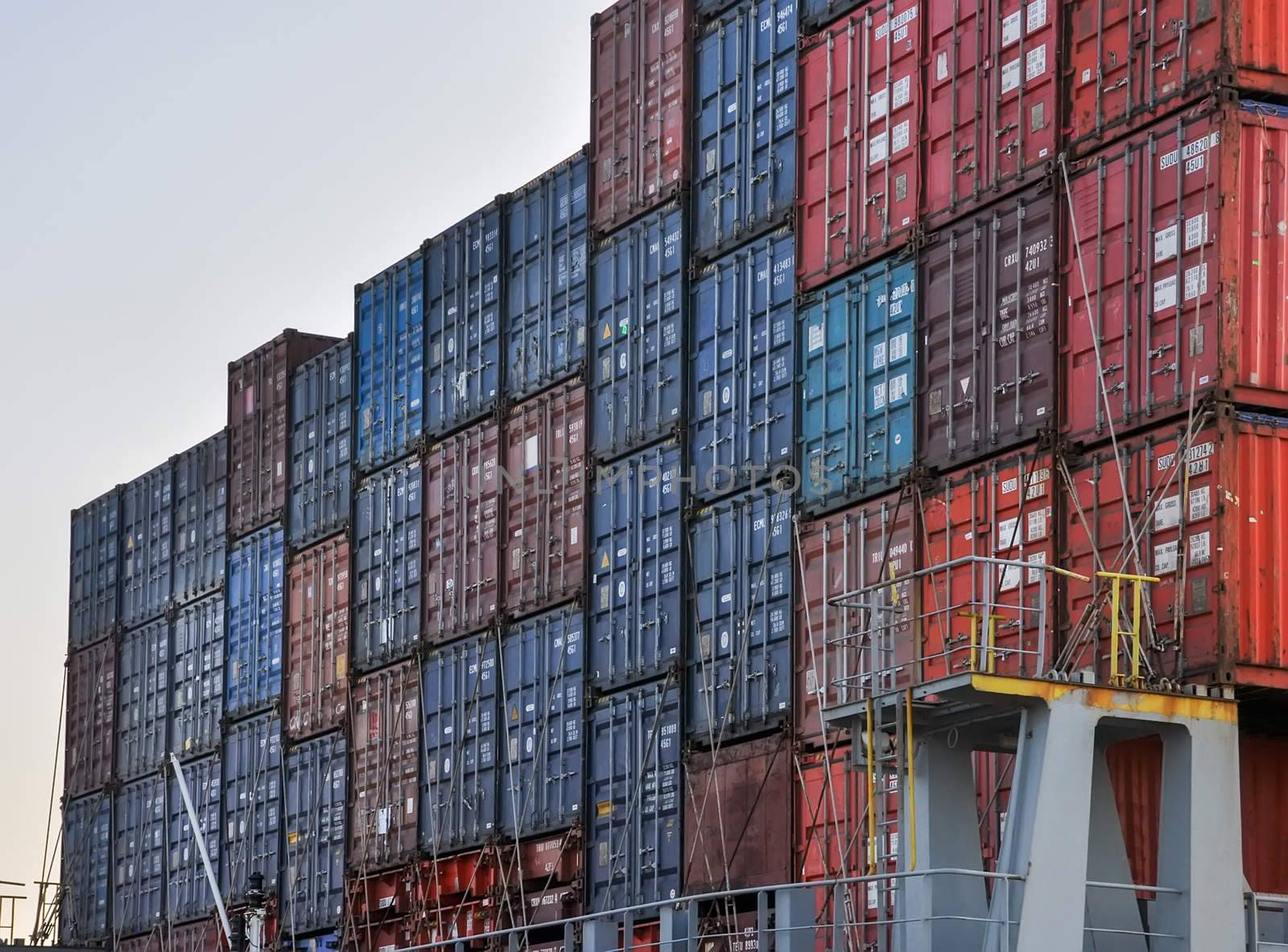 freight containers in sea cargo port of Rotterdam