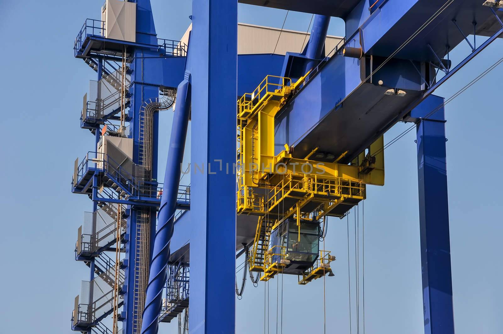 large cranes in sea cargo port of Rotterdam