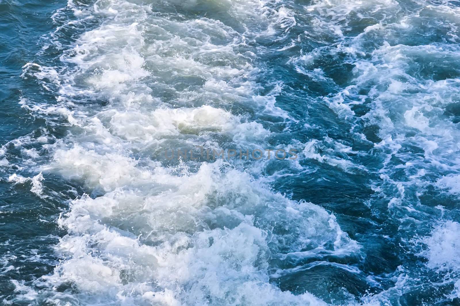 seethe water from the propeller sea ship