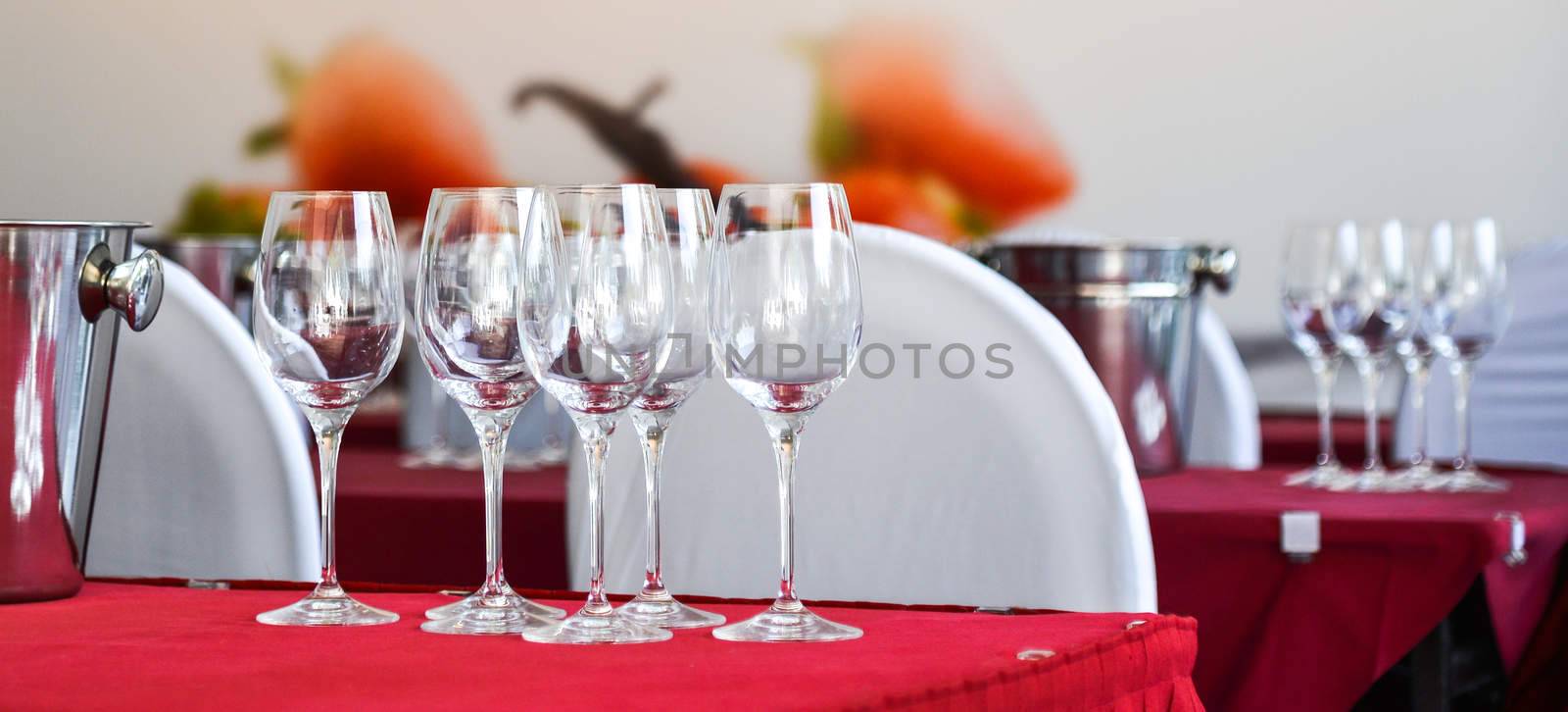 wine glasses on a table