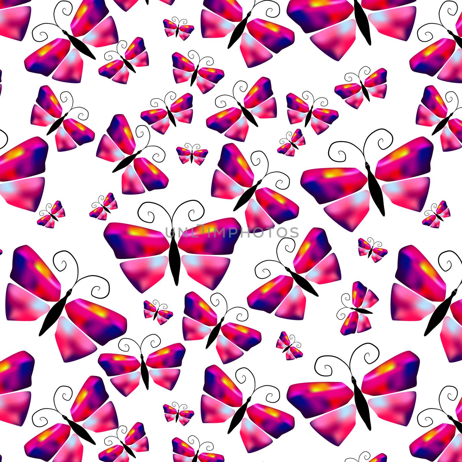 Seamless watercolor butterfly pattern. Vector illustration. Ukraine