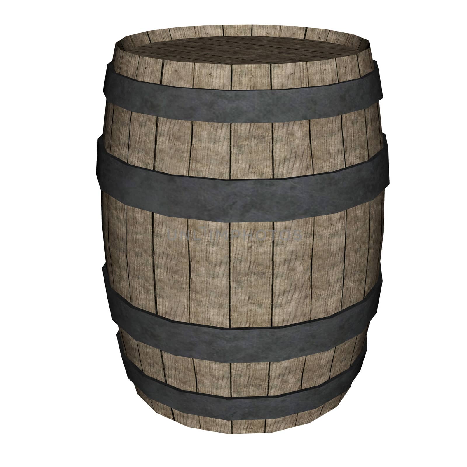 Wood barrel isolated in white background - 3D render