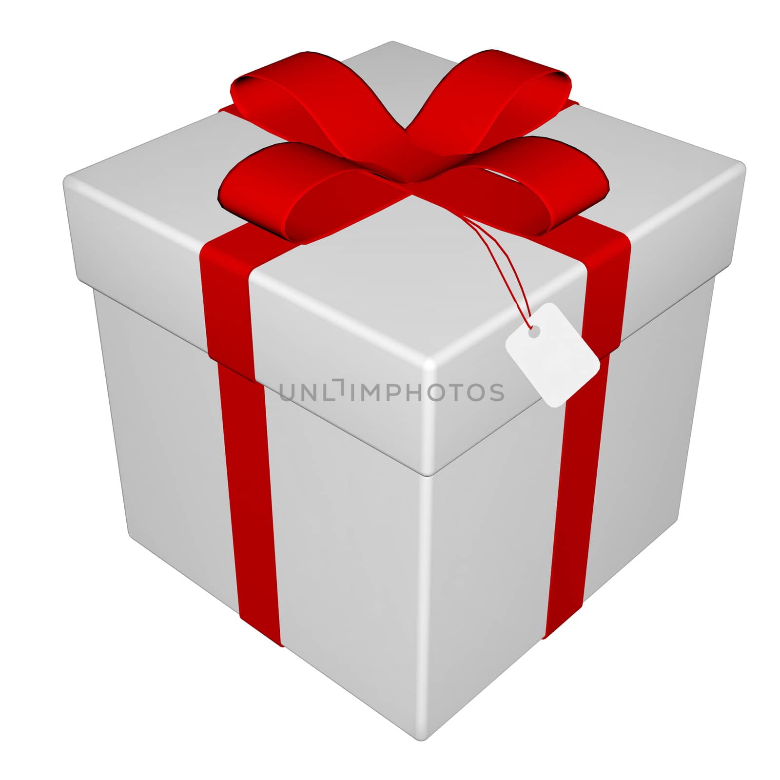 Gift with blue ribbon isolated in white background - 3D render