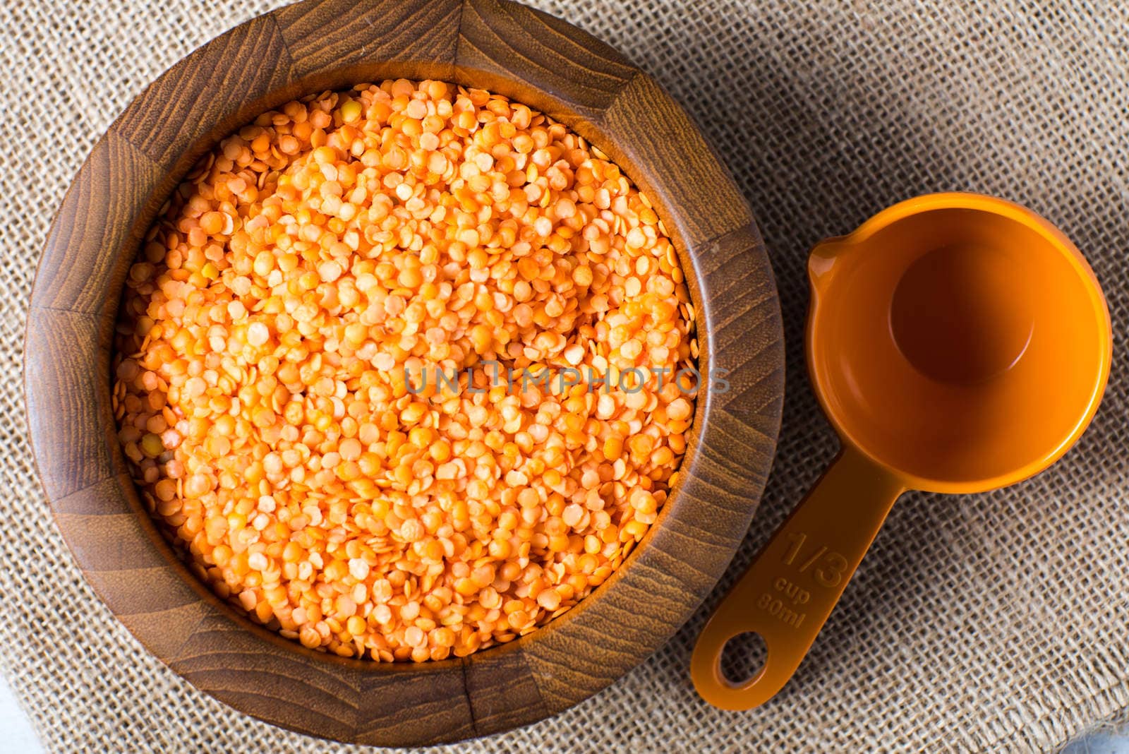 Bowl of dried lentil range legume