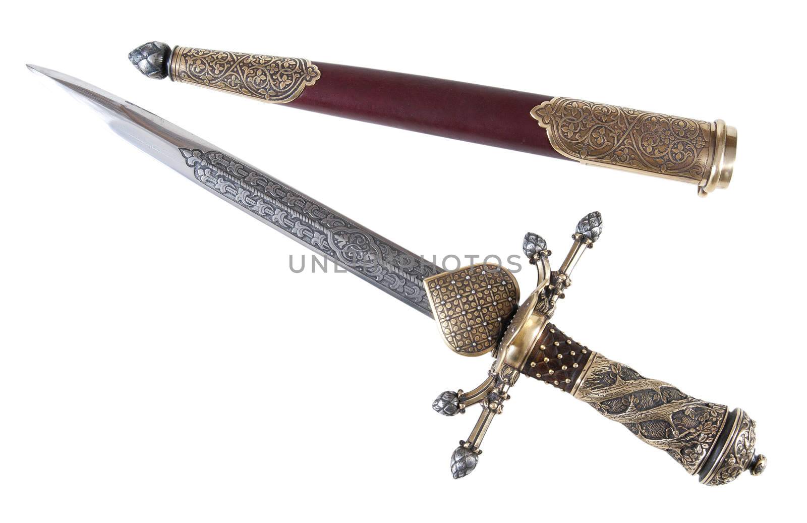 smart dagger of the medieval soldier. It was used for hunting