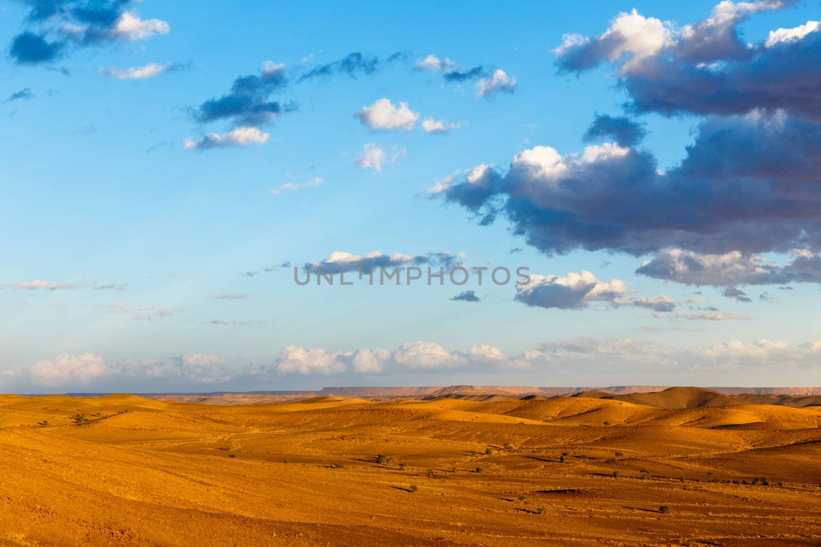 Beautiful Moroccan landscape, Sahara desert, sky and clouds