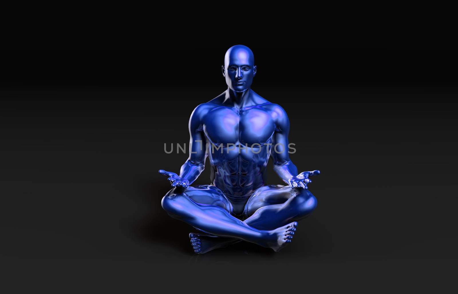 Illustration of a Male Figure Meditating in 3d