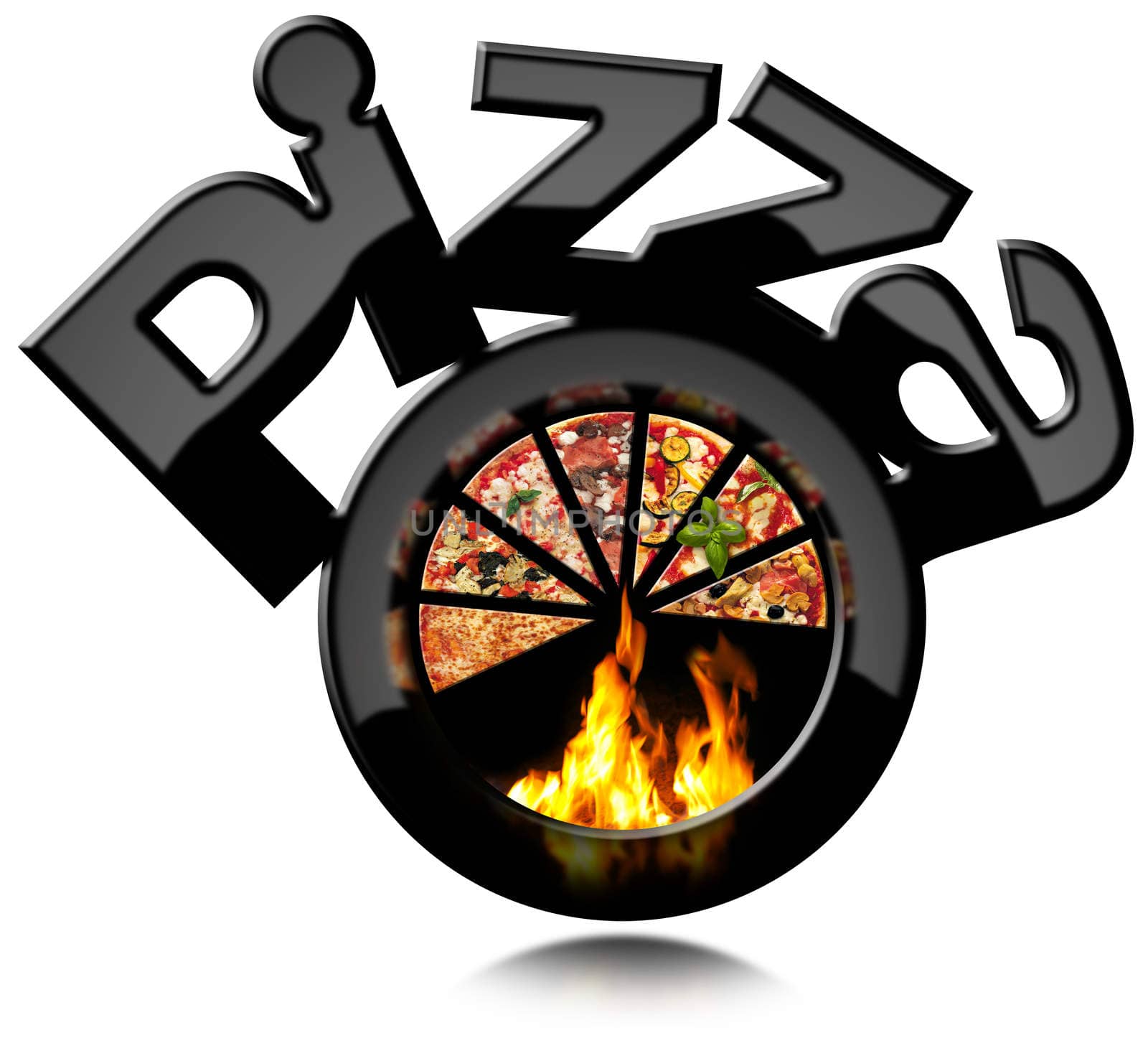 Black Symbol of Pizza with Flames by catalby