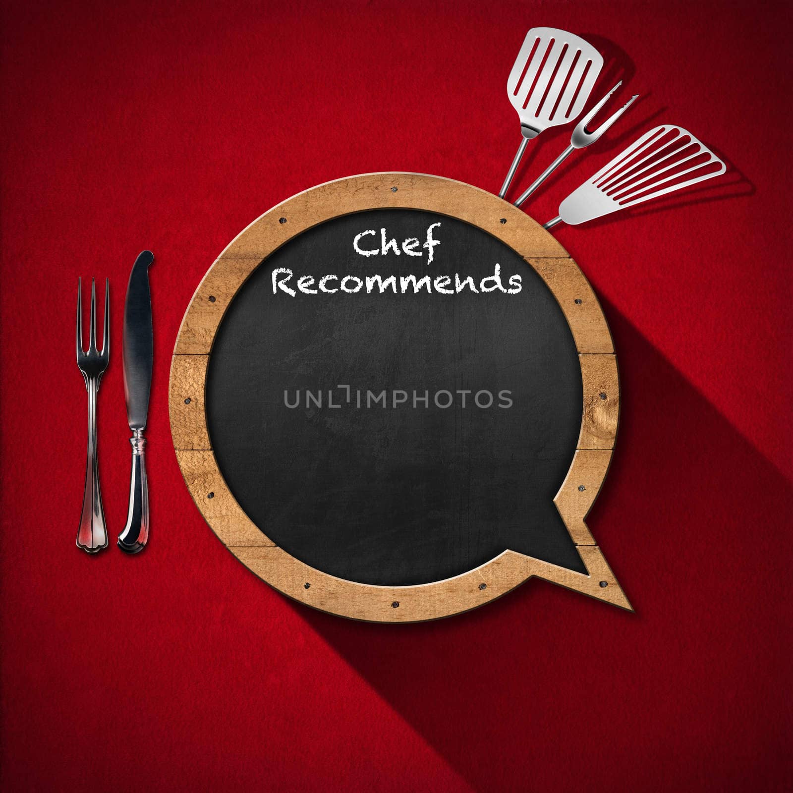 Chef Recommends - Blackboard Speech Bubble Shaped by catalby