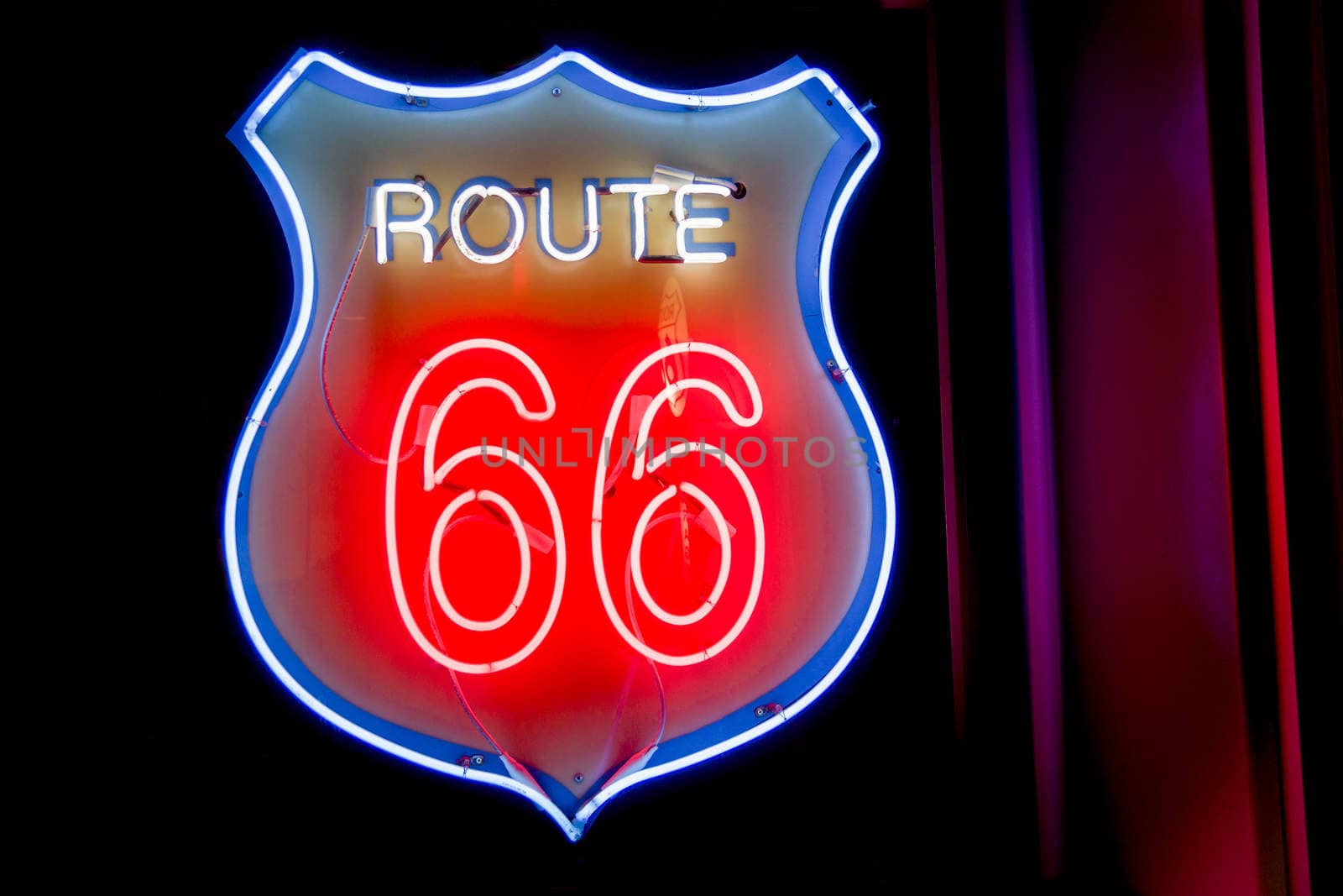 Neon window sign 50's style Historic Route 66,