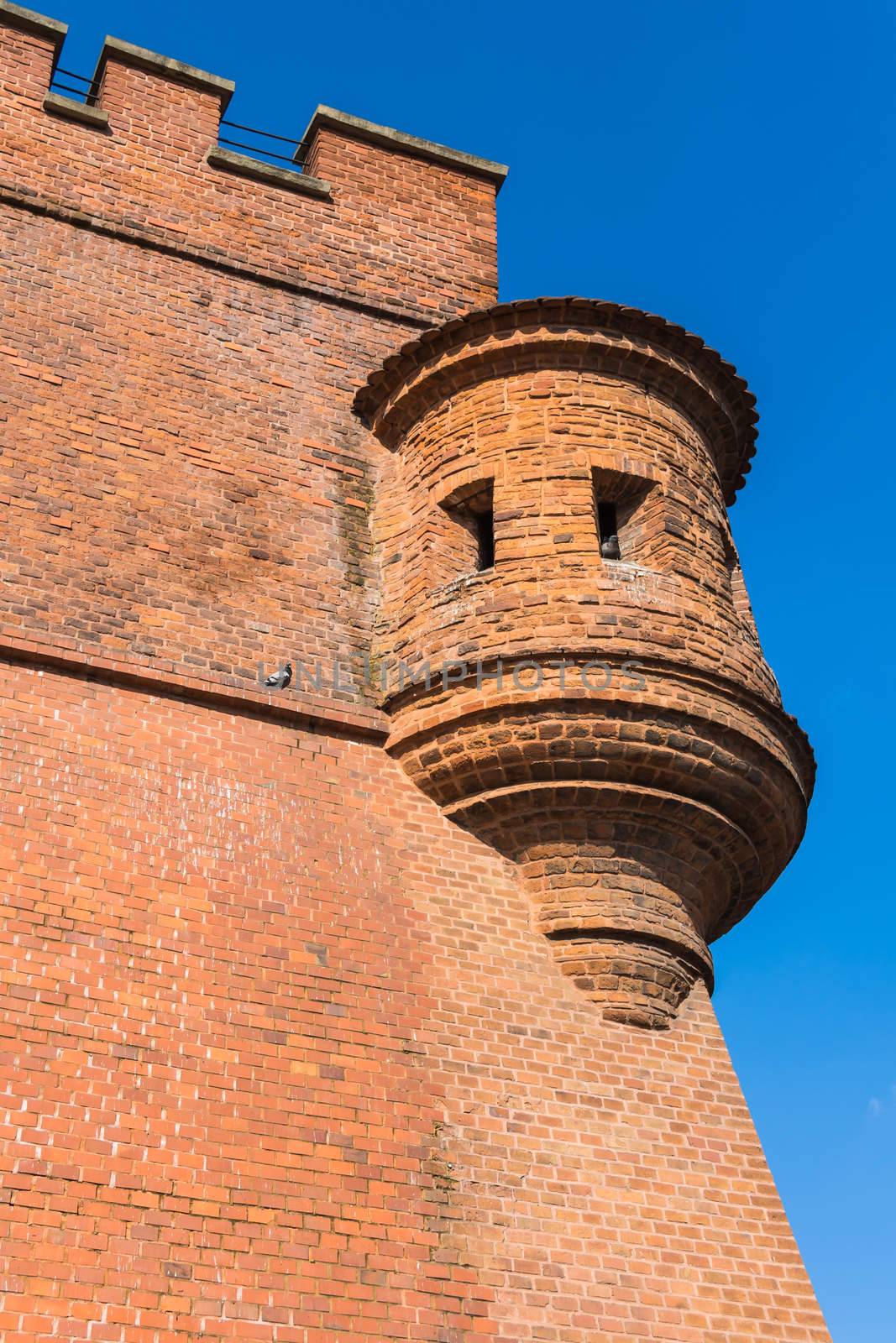 Fragment of ancient fortifications surrounding Wawel Royal Castle in Krakow, Poland.