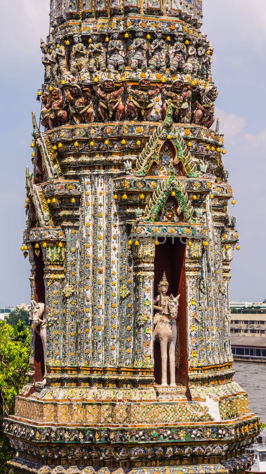 Tower of Wat Arun, Temple of Dawn in Bangkok, Thailand.