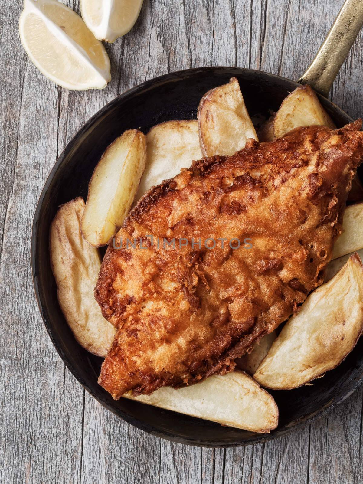 rustic traditional english fish and chips by zkruger