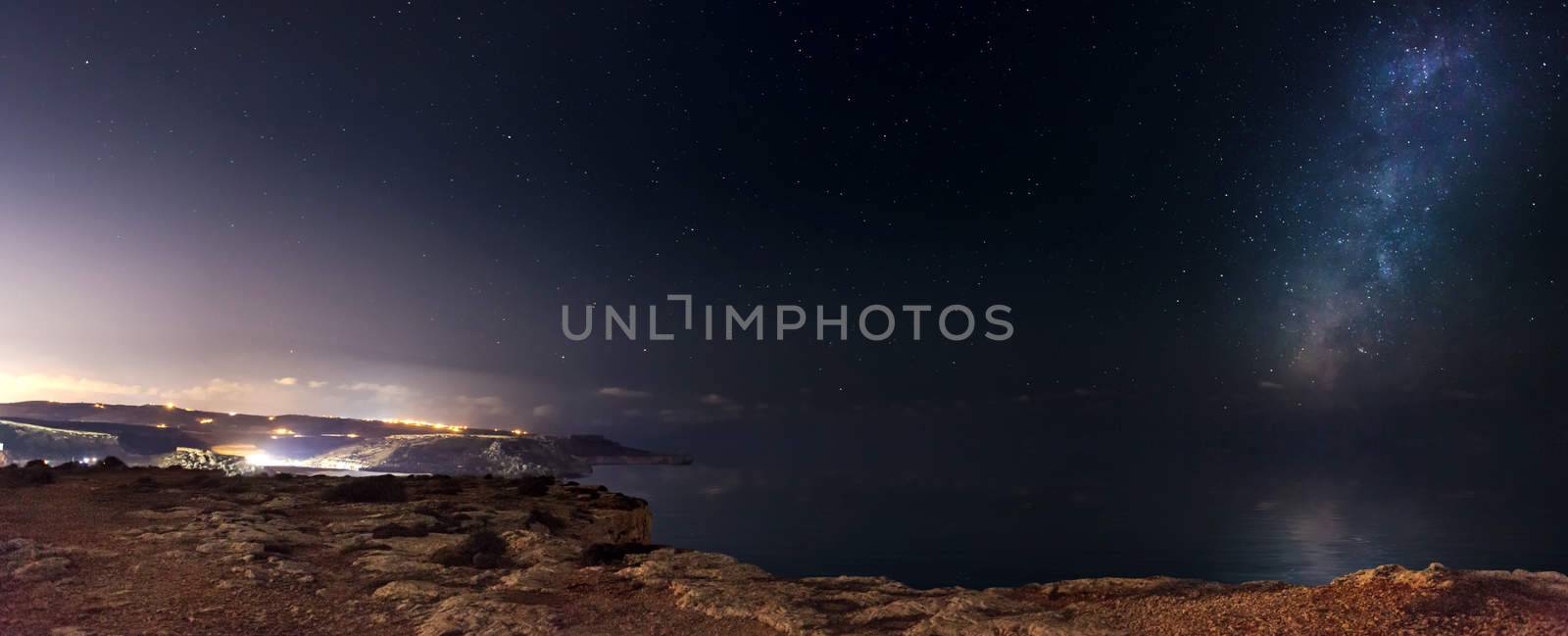 The beautiful night sky as seen from Majjistral Point in Malta