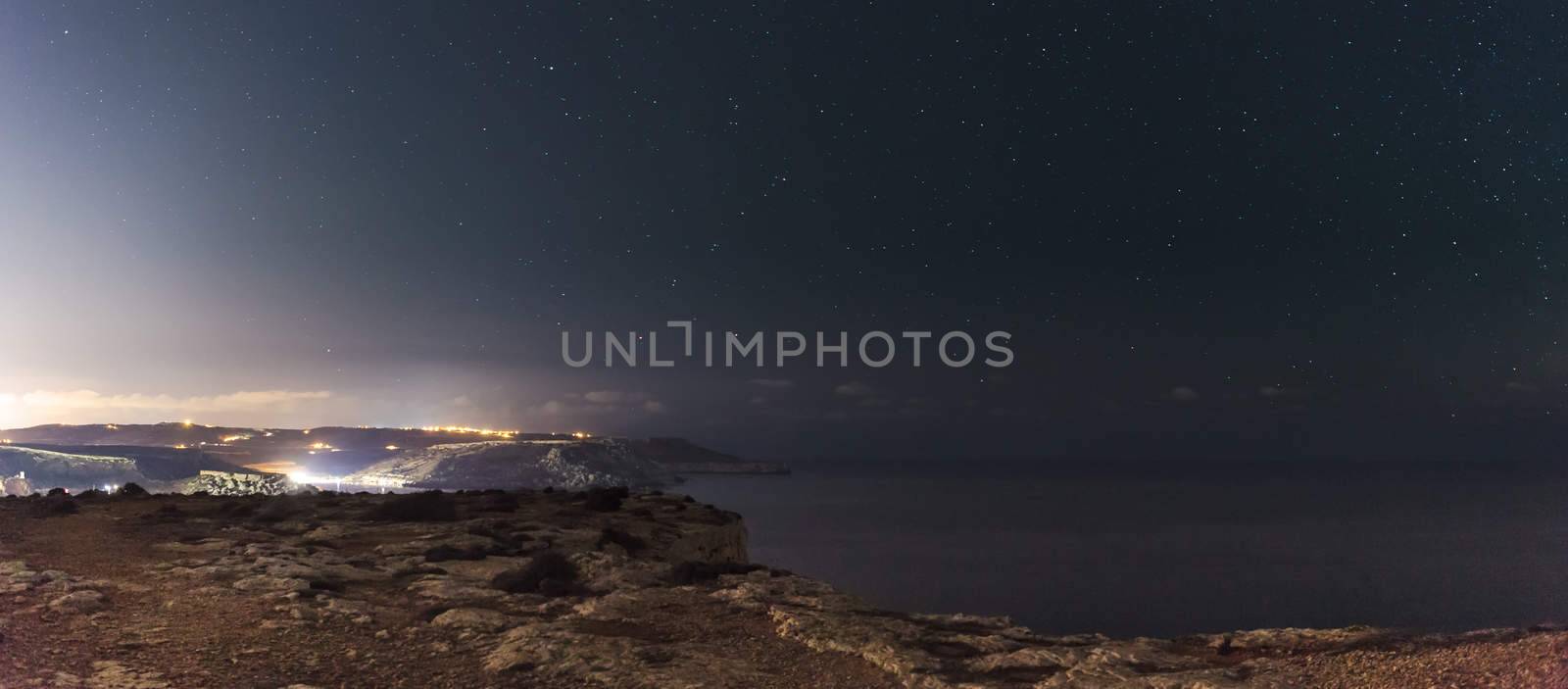 The beautiful night sky as seen from Majjistral Point in Malta