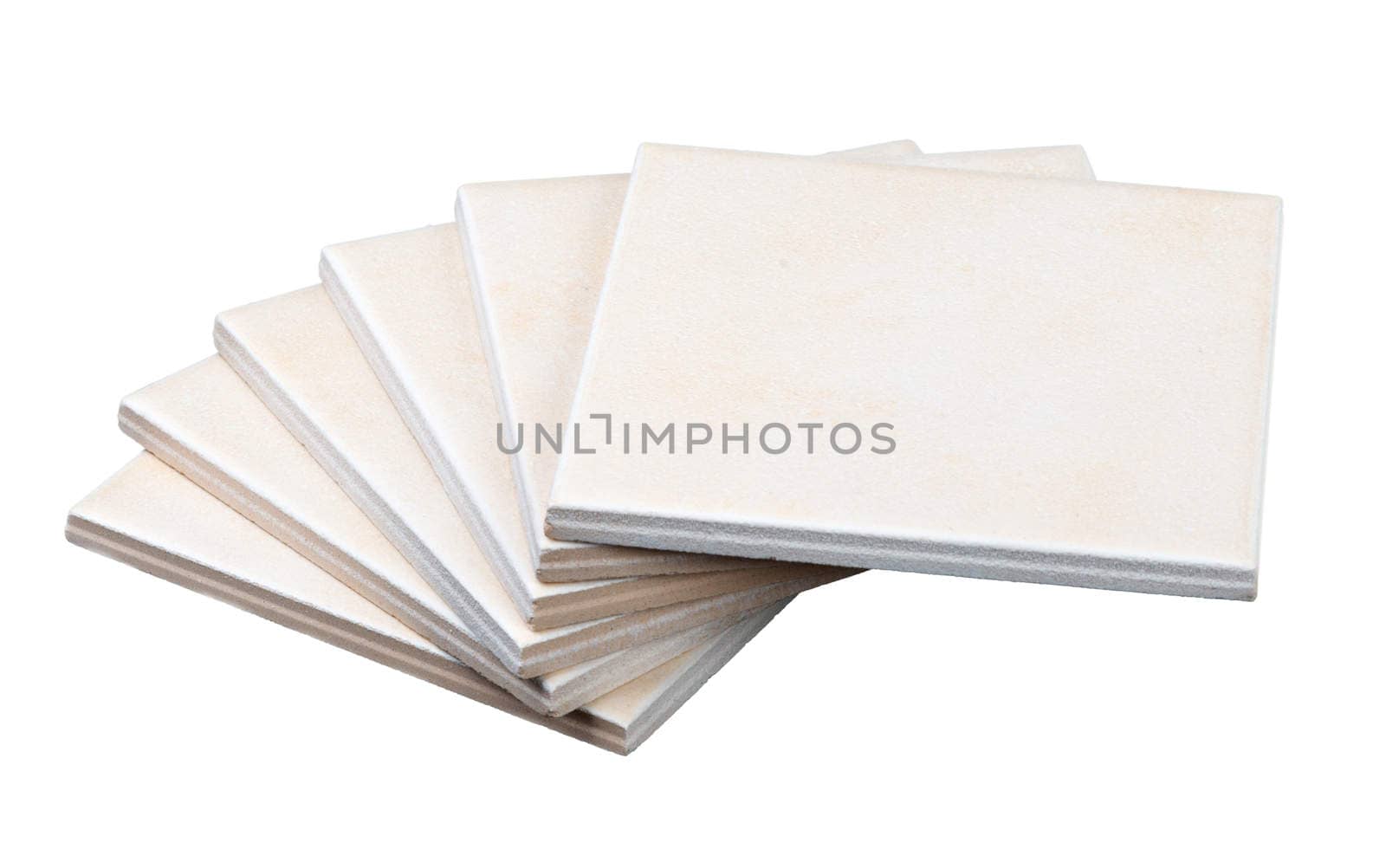 Pile of tiles on isolated white backround 