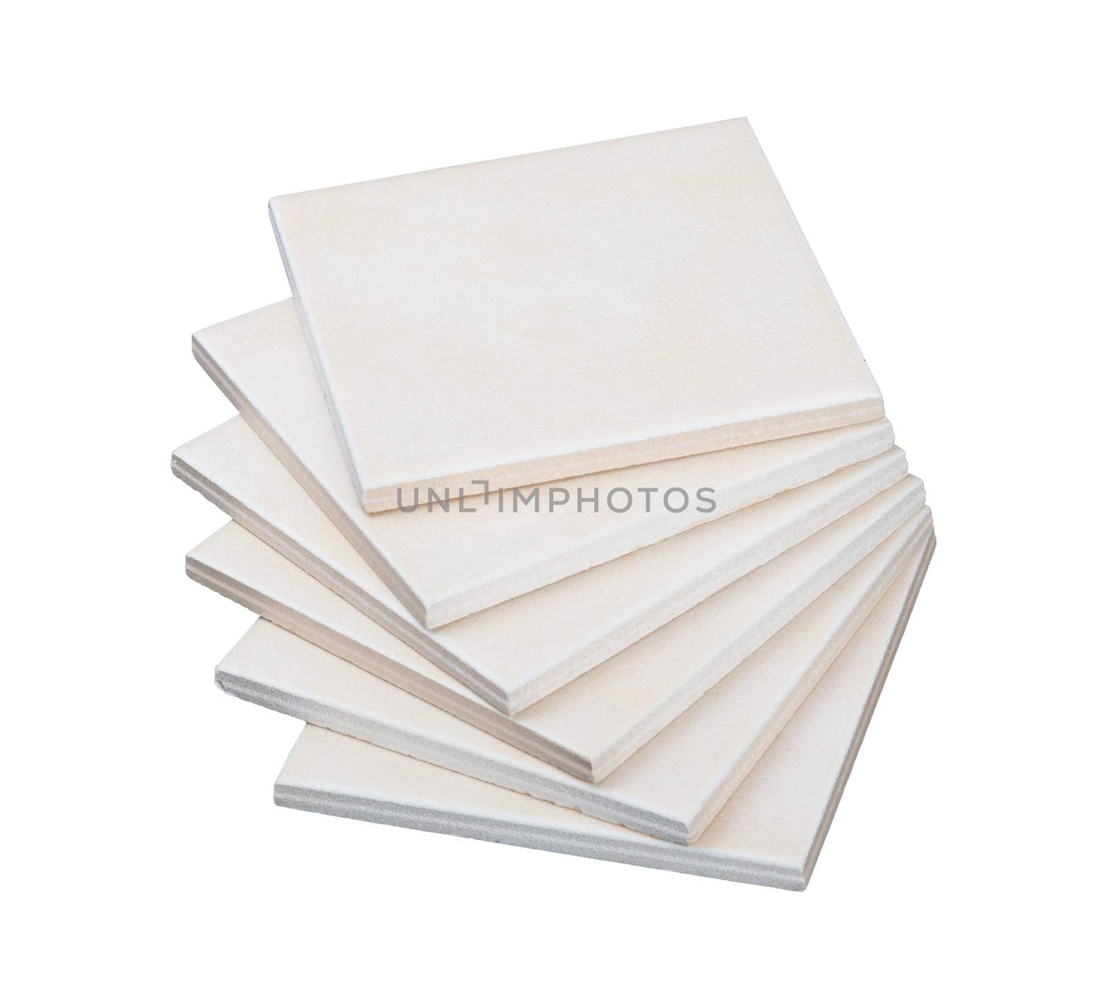 Pile of tiles on isolated white backround 