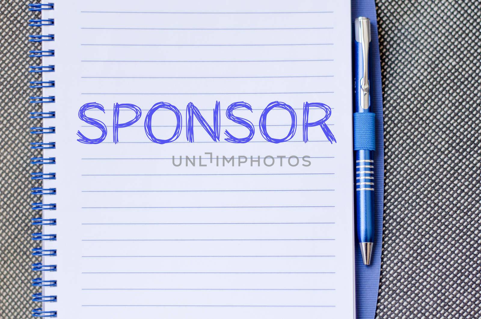 Sponsor text concept write on notebook with pen
