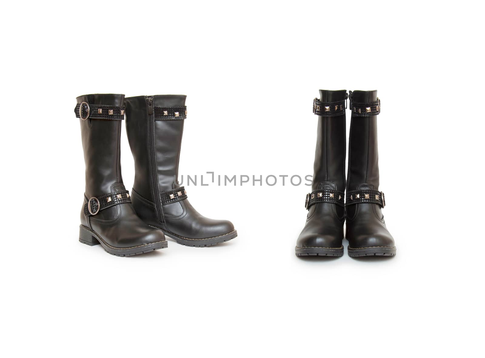 Stylish women's boots isolated on white by cocoo