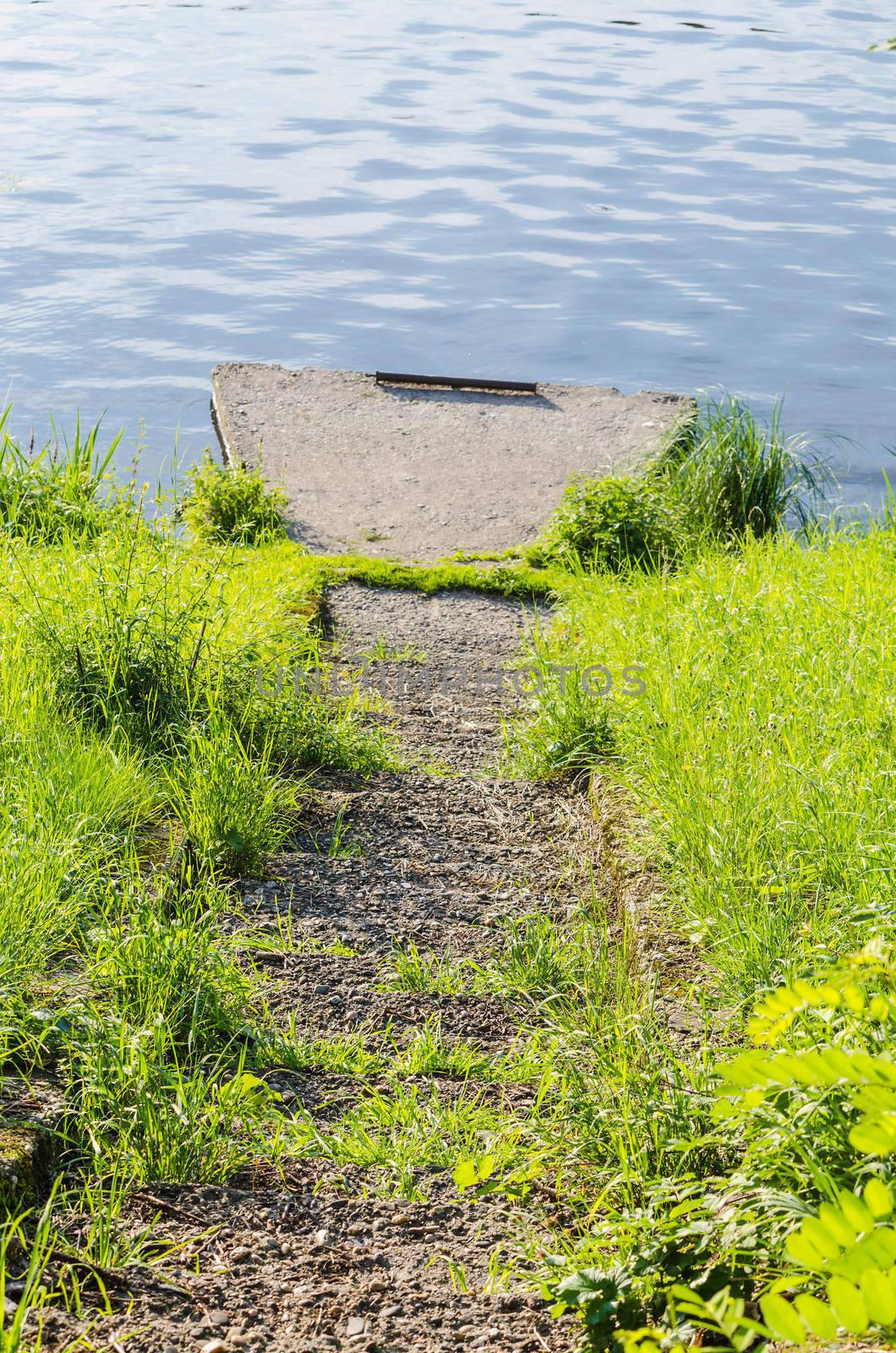 Old ship pier on Lake Baldeneysee in Essen, Germany