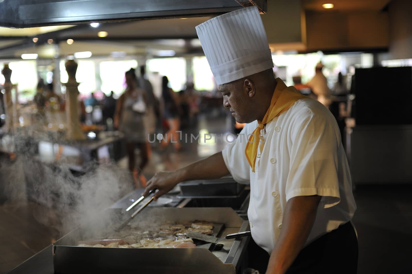 Varadero, Cuba - August 2013, The chef of the kitchen at Barcelo Solymar Arenas Blancas is at work.