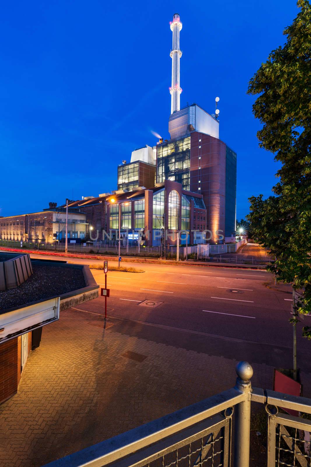 Power plant at dawn, Karlsruhe, Germany